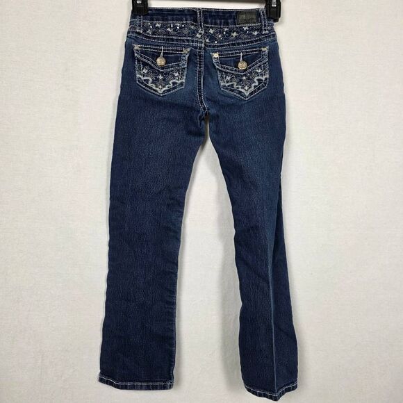 ZCO Girls Jeans Size 8 Bootcut Embroidered Pockets Stretch Denim - Picture 5 of 10